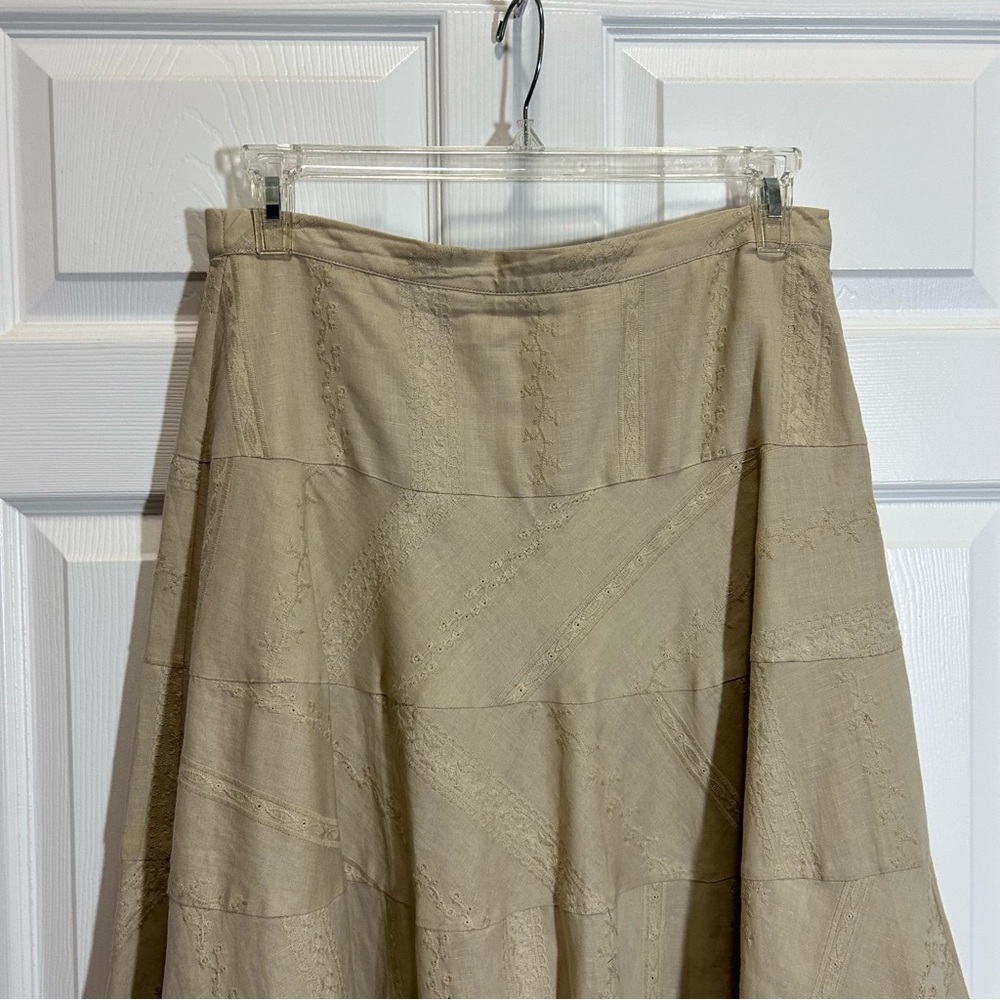 Coldwater Creek Tan Linen Cotton Skirt Size PMD - Picture 2 of 10